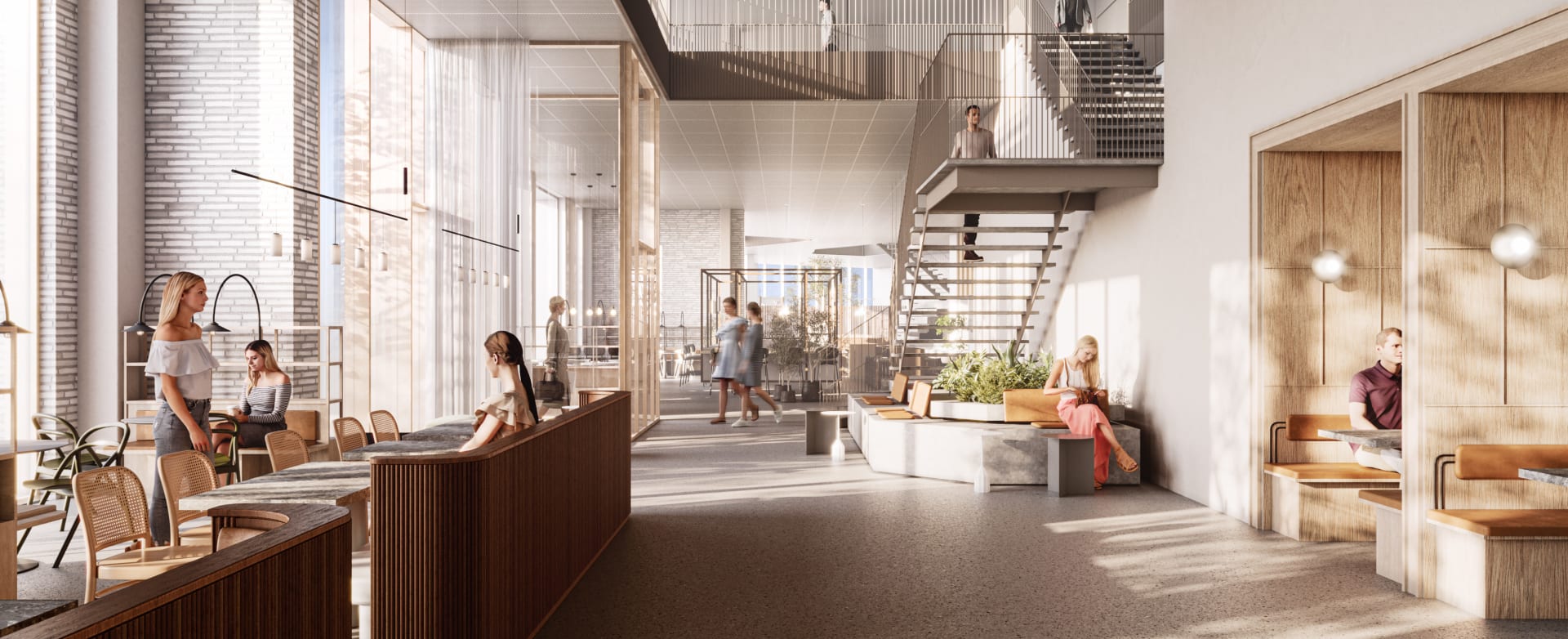 Første etasje i Generatoren vil bli det sosiale møtepunktet for alle i Drammen Helsepark