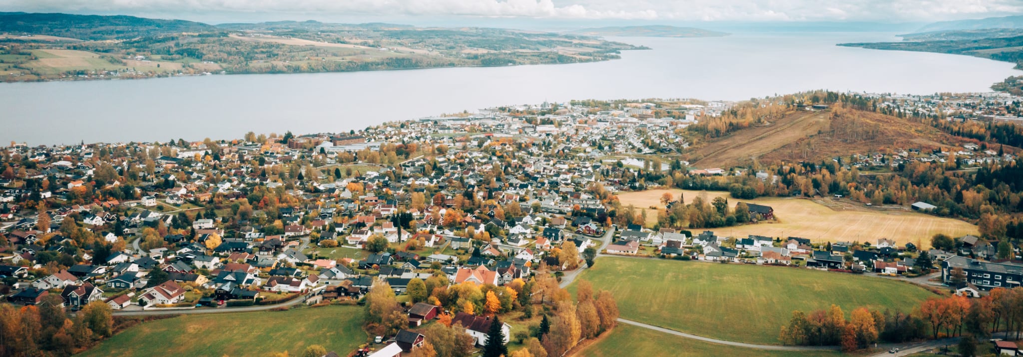 Dronebilde fra Gjøvik Kommune