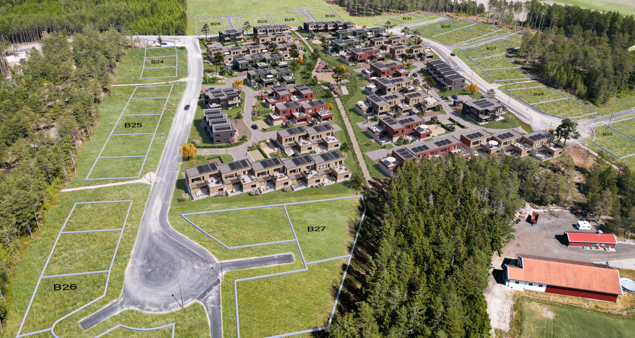 Illustrasjonsbilde av boligene på Strømnesåsen, avvik vil forekomme 