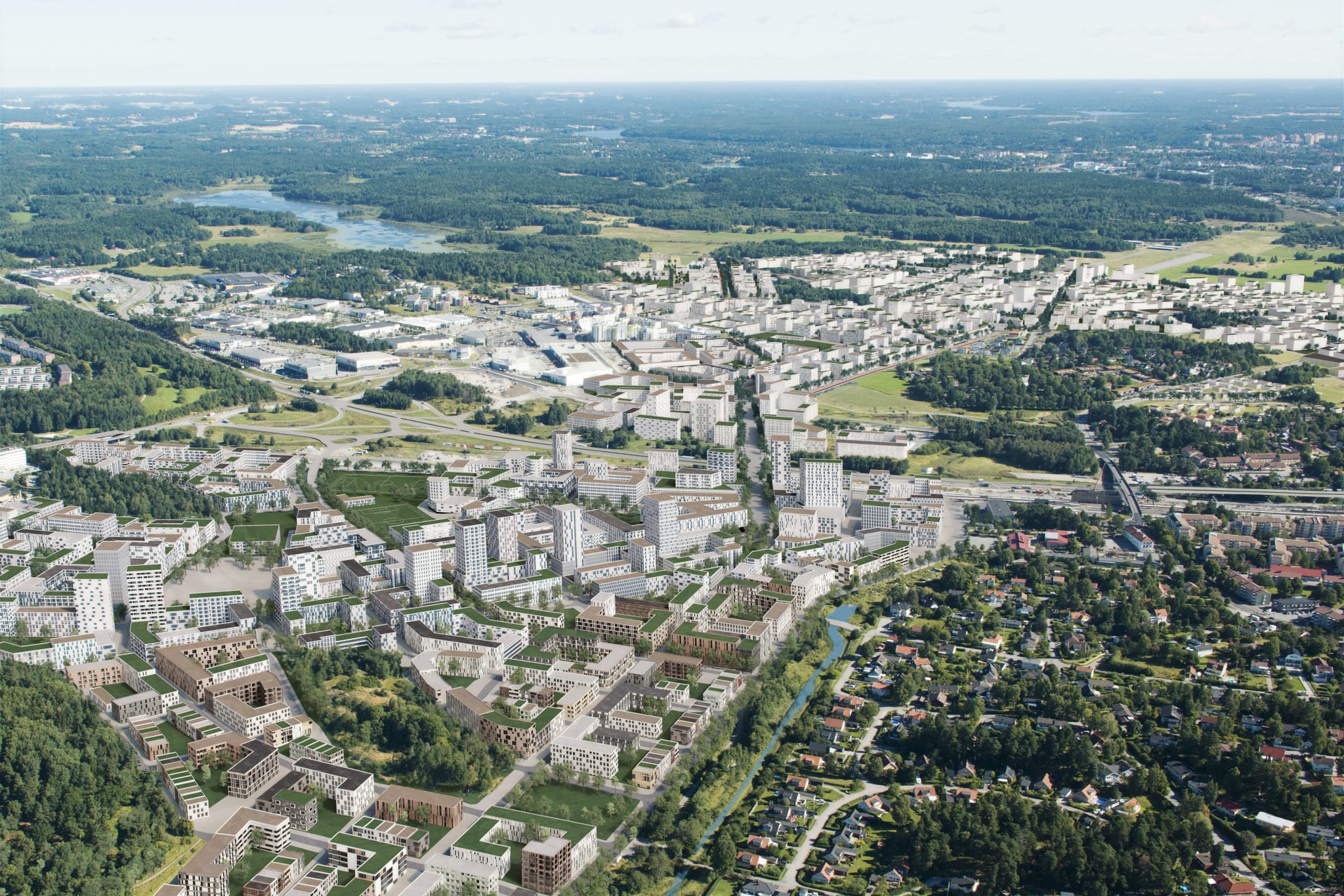 Visionsbild över Barkarbystaden framtagen av Järfälla kommun